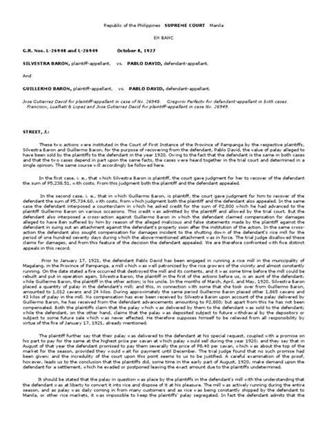 baron vs david|Philippines Supreme Court rules on palay sales dispute .